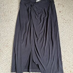 Black suede midi skirt